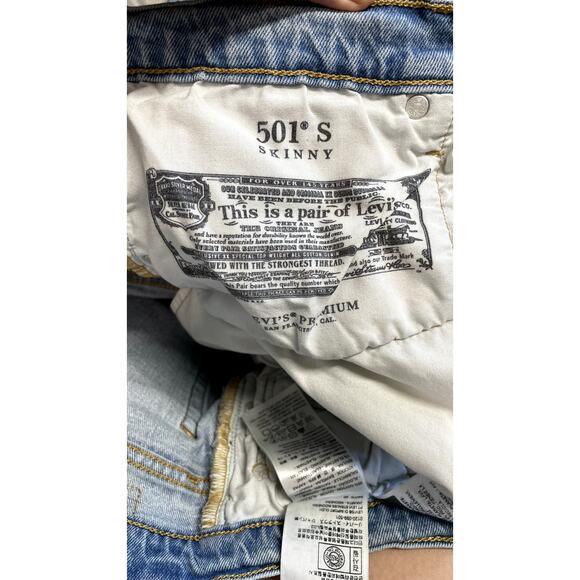 Levi’s Premium 501® S Skinny Jeans Light Wash, Big E Red Tab 30x28 - Picture 9 of 12